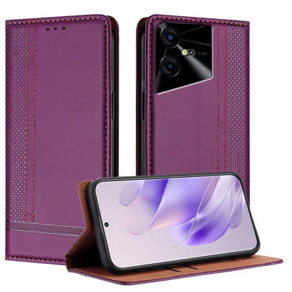 Stitching Design Scratch-Resistant Vegan Leather Phone Case, For Tecno Pova 7 4G, For Tecno Spark Go 2025, For Tecno Spark 10 Pro Magic Magenta, For Tecno Camon 30 Premier 5G, For Tecno Spark 20 Pro+, For Tecno Spark 20 Pro, For Tecno Spark Go 2024    ...