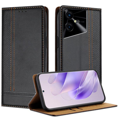 Stitching Design Scratch-Resistant Vegan Leather Phone Case, For Tecno Pova 7 4G, For Tecno Spark Go 2025, For Tecno Spark 10 Pro Magic Magenta, For Tecno Camon 30 Premier 5G, For Tecno Spark 20 Pro+, For Tecno Spark 20 Pro, For Tecno Spark Go 2024    ...