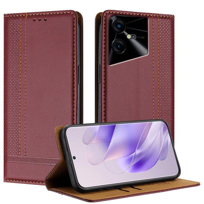 Stitching Design Scratch-Resistant Vegan Leather Phone Case, For Tecno Pova 7 4G, For Tecno Spark Go 2025, For Tecno Spark 10 Pro Magic Magenta, For Tecno Camon 30 Premier 5G, For Tecno Spark 20 Pro+, For Tecno Spark 20 Pro, For Tecno Spark Go 2024    ...