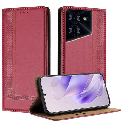 Stitching Design Scratch-Resistant Vegan Leather Phone Case, For Tecno Pova 7 4G, For Tecno Spark Go 2025, For Tecno Spark 10 Pro Magic Magenta, For Tecno Camon 30 Premier 5G, For Tecno Spark 20 Pro+, For Tecno Spark 20 Pro, For Tecno Spark Go 2024    ...