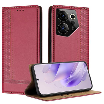 Stitching Design Scratch-Resistant Vegan Leather Phone Case, For Tecno Pova 7 4G, For Tecno Spark Go 2025, For Tecno Spark 10 Pro Magic Magenta, For Tecno Camon 30 Premier 5G, For Tecno Spark 20 Pro+, For Tecno Spark 20 Pro, For Tecno Spark Go 2024    ...