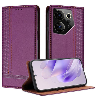 Stitching Design Scratch-Resistant Vegan Leather Phone Case, For Tecno Pova 7 4G, For Tecno Spark Go 2025, For Tecno Spark 10 Pro Magic Magenta, For Tecno Camon 30 Premier 5G, For Tecno Spark 20 Pro+, For Tecno Spark 20 Pro, For Tecno Spark Go 2024    ...