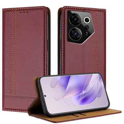 Stitching Design Scratch-Resistant Vegan Leather Phone Case, For Tecno Pova 7 4G, For Tecno Spark Go 2025, For Tecno Spark 10 Pro Magic Magenta, For Tecno Camon 30 Premier 5G, For Tecno Spark 20 Pro+, For Tecno Spark 20 Pro, For Tecno Spark Go 2024    ...