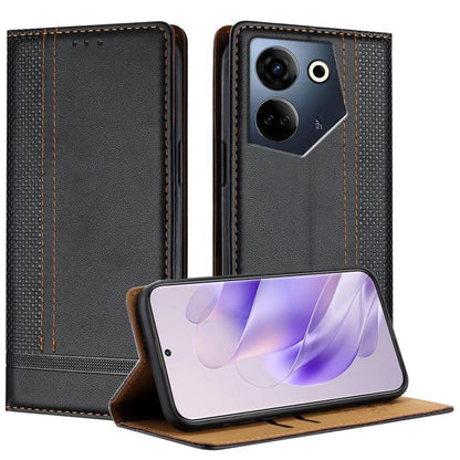 Stitching Design Scratch-Resistant Vegan Leather Phone Case, For Tecno Camon 20, For Tecno Spark 10 5G, For Tecno Spark 10C, For Tecno Spark Go 2023, For Tecno Spark 10 Pro