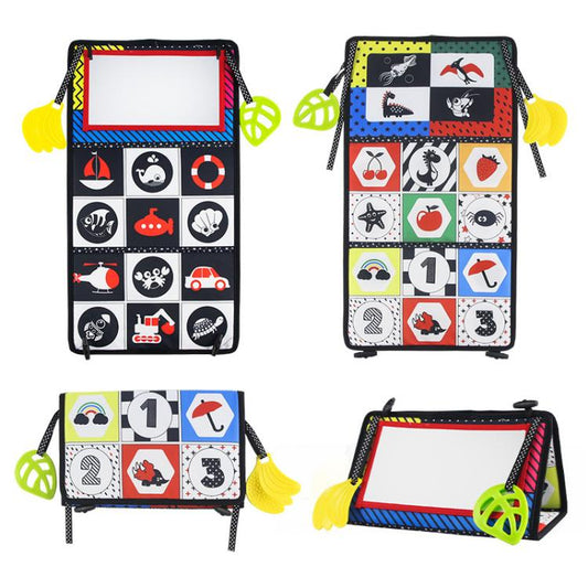 Early Childhood Education Foldable Cloth Book Toy with Distorting Mirror, Number, Number+4-page Cloth Book, Number+4-page Dinosaur Book&Teether, Number+4-page Animals Book&Teether, Letter, Letter+4-page Cloth Book, Letter+3-page Cloth Book