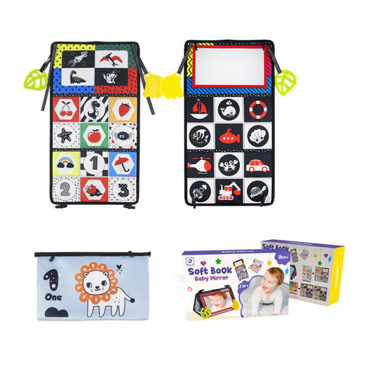 Early Childhood Education Foldable Cloth Book Toy with Distorting Mirror, Number, Number+4-page Cloth Book, Number+4-page Dinosaur Book&Teether, Number+4-page Animals Book&Teether, Letter, Letter+4-page Cloth Book, Letter+3-page Cloth Book             ...