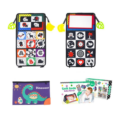 Early Childhood Education Foldable Cloth Book Toy with Distorting Mirror, Number, Number+4-page Cloth Book, Number+4-page Dinosaur Book&Teether, Number+4-page Animals Book&Teether, Letter, Letter+4-page Cloth Book, Letter+3-page Cloth Book             ...