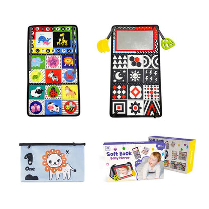 Early Childhood Education Foldable Cloth Book Toy with Distorting Mirror, Number, Number+4-page Cloth Book, Number+4-page Dinosaur Book&Teether, Number+4-page Animals Book&Teether, Letter, Letter+4-page Cloth Book, Letter+3-page Cloth Book             ...