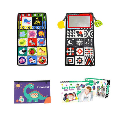 Early Childhood Education Foldable Cloth Book Toy with Distorting Mirror, Number, Number+4-page Cloth Book, Number+4-page Dinosaur Book&Teether, Number+4-page Animals Book&Teether, Letter, Letter+4-page Cloth Book, Letter+3-page Cloth Book             ...