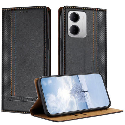 Stitching Design Scratch-Resistant Vegan Leather Phone Case, For Redmi K90 Max 5G, For Redmi 15a 5G, For Redmi A7 Pro 4G 171mm, For Redmi Turbo 5 Max 5G, For Redmi Turbo 5 5G / Poco X8 Pro 5G, For Redmi Note 15 Pro+ 5G Global 163.3                     ...