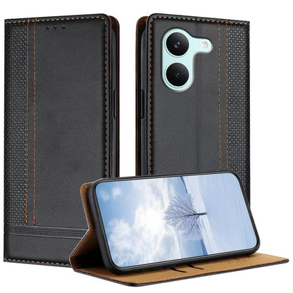 Stitching Design Scratch-Resistant Vegan Leather Phone Case, For Redmi K90 Max 5G, For Redmi 15a 5G, For Redmi A7 Pro 4G 171mm, For Redmi Turbo 5 Max 5G, For Redmi Turbo 5 5G / Poco X8 Pro 5G, For Redmi Note 15 Pro+ 5G Global 163.3                     ...