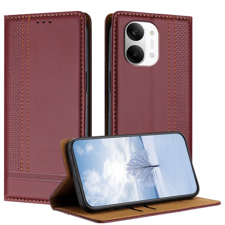 Stitching Design Scratch-Resistant Vegan Leather Phone Case, For Redmi K90 Max 5G, For Redmi 15a 5G, For Redmi A7 Pro 4G 171mm, For Redmi Turbo 5 Max 5G, For Redmi Turbo 5 5G / Poco X8 Pro 5G, For Redmi Note 15 Pro+ 5G Global 163.3                     ...