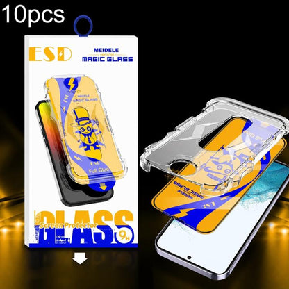 10pcs MEIDELE Easy Install Dust-proof Box HD Tempered Glass Film, Support Ultrasonic Unlock, For Galaxy S26+ 5G, For Galaxy S26 Ultra 5G, For Galaxy S26 5G, For Galaxy S25 / S24 5G, For Galaxy S25+ / S24+ 5G, For Galaxy S25 Ultra 5G                    ...