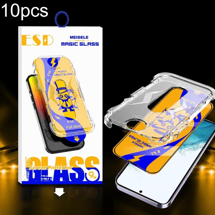 10pcs MEIDELE Easy Install Dust-proof Box HD Tempered Glass Film, Support Ultrasonic Unlock, For Galaxy S26+ 5G, For Galaxy S26 Ultra 5G, For Galaxy S26 5G, For Galaxy S25 / S24 5G, For Galaxy S25+ / S24+ 5G, For Galaxy S25 Ultra 5G                    ...