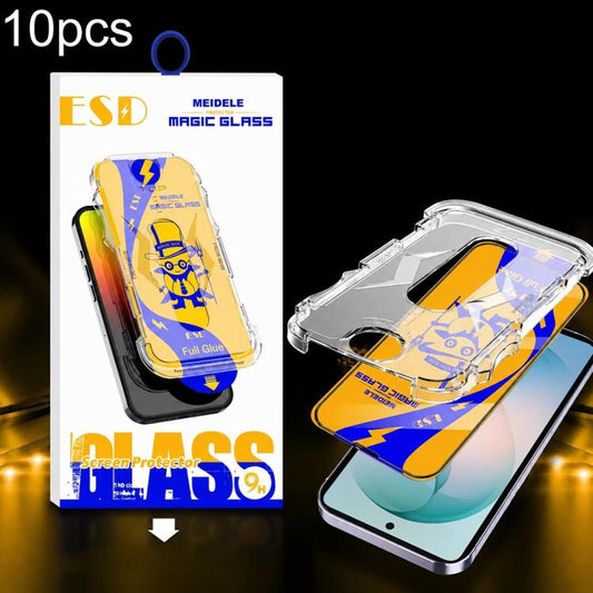 10pcs MEIDELE Easy Install Dust-proof Box HD Tempered Glass Film, Support Ultrasonic Unlock, For Galaxy S26+ 5G, For Galaxy S26 Ultra 5G, For Galaxy S26 5G, For Galaxy S25 / S24 5G, For Galaxy S25+ / S24+ 5G, For Galaxy S25 Ultra 5G