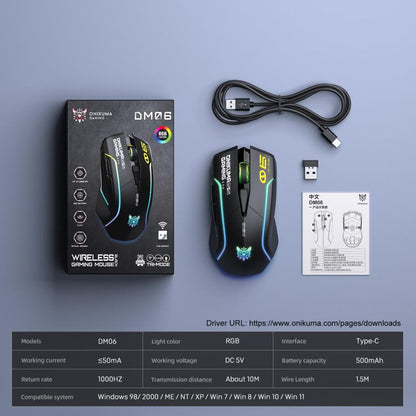 ONIKUMA DM06 RGB Three-mode E-sports Gaming Mouse, DM06