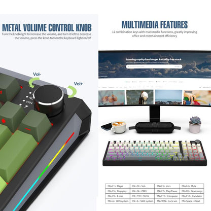 SHIPADOO JK980 Blue Switch RGB 98 Keys Three Modes Mechanical Keyboard