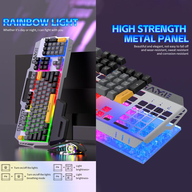 SHIPADOO GK50 Tri-color Block RGB Metal Cover Suspended Wired Gaming Keyboard