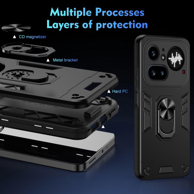 WANLONFENG Armor Kickstand Shockproof Phone Case with 2pcs Screen Films, For Nothing Phone 4a Pro, For Nothing Phone 4a, For Nothing Phone 3a Lite