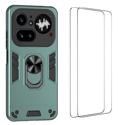 WANLONFENG Armor Kickstand Shockproof Phone Case with 2pcs Screen Films, For Nothing Phone 4a Pro, For Nothing Phone 4a, For Nothing Phone 3a Lite