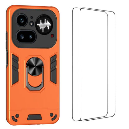 WANLONFENG Armor Kickstand Shockproof Phone Case with 2pcs Screen Films, For Nothing Phone 4a Pro, For Nothing Phone 4a, For Nothing Phone 3a Lite