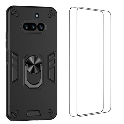 WANLONFENG Armor Kickstand Shockproof Phone Case with 2pcs Screen Films, For Nothing Phone 4a Pro, For Nothing Phone 4a, For Nothing Phone 3a Lite