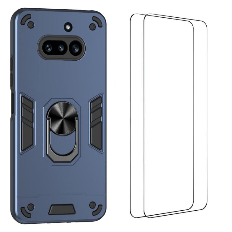 WANLONFENG Armor Kickstand Shockproof Phone Case with 2pcs Screen Films, For Nothing Phone 4a Pro, For Nothing Phone 4a, For Nothing Phone 3a Lite
