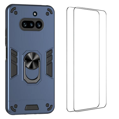 WANLONFENG Armor Kickstand Shockproof Phone Case with 2pcs Screen Films, For Nothing Phone 4a Pro, For Nothing Phone 4a, For Nothing Phone 3a Lite