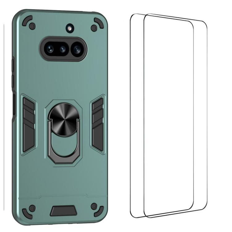 WANLONFENG Armor Kickstand Shockproof Phone Case with 2pcs Screen Films, For Nothing Phone 4a Pro, For Nothing Phone 4a, For Nothing Phone 3a Lite