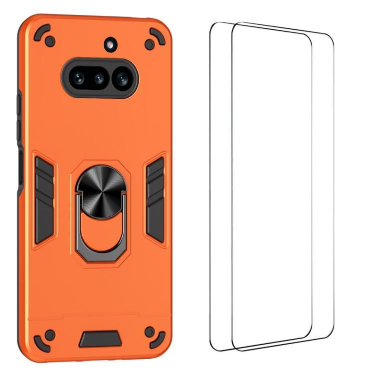WANLONFENG Armor Kickstand Shockproof Phone Case with 2pcs Screen Films, For Nothing Phone 4a Pro, For Nothing Phone 4a, For Nothing Phone 3a Lite