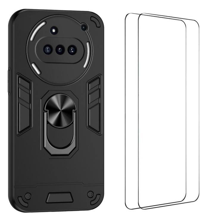 WANLONFENG Armor Kickstand Shockproof Phone Case with 2pcs Screen Films, For Nothing Phone 3a