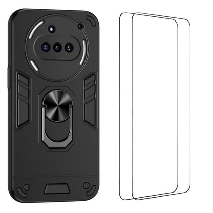 WANLONFENG Armor Kickstand Shockproof Phone Case with 2pcs Screen Films, For Nothing Phone 3a