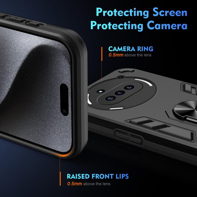 WANLONFENG Armor Kickstand Shockproof Phone Case with 2pcs Screen Films, For Nothing Phone 3a