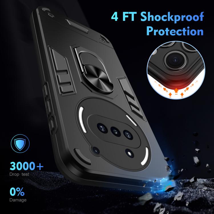 WANLONFENG Armor Kickstand Shockproof Phone Case with 2pcs Screen Films, For Nothing Phone 3a