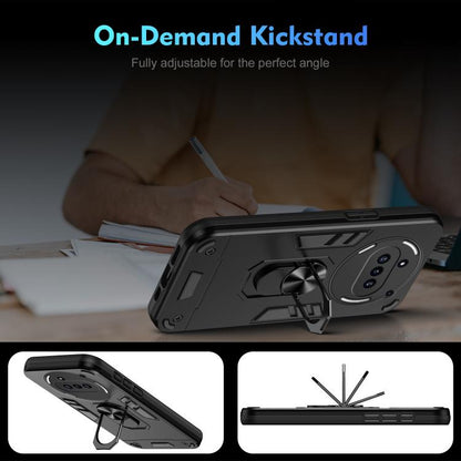 WANLONFENG Armor Kickstand Shockproof Phone Case with 2pcs Screen Films, For Nothing Phone 3a
