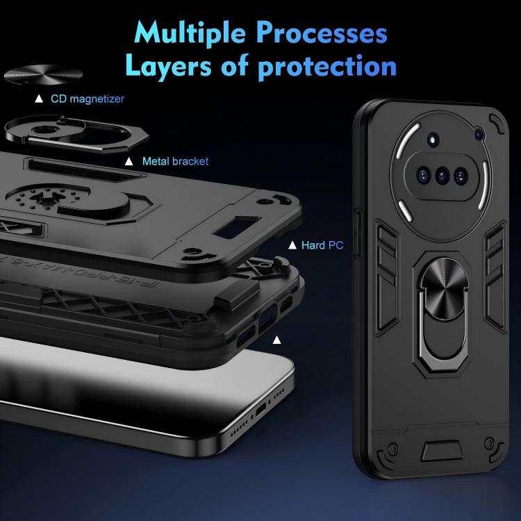 WANLONFENG Armor Kickstand Shockproof Phone Case with 2pcs Screen Films, For Nothing Phone 3a