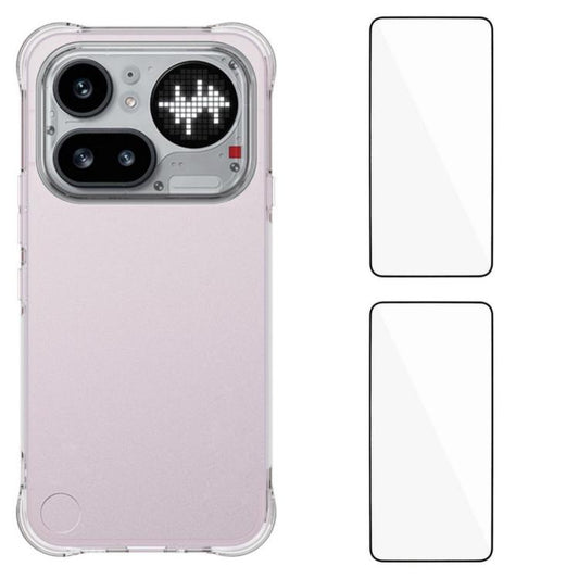 WANLONFENG Transparent Four-Corner Shockproof TPU Phone Case with 2pcs Screen Films, For Nothing Phone 4a Pro, For Nothing Phone 4a, For Nothing Phone 3a Lite 5G, For Nothing Phone 3 5G, For Nothing CMF Phone 2 Pro, For Nothing Phone 3a Pro