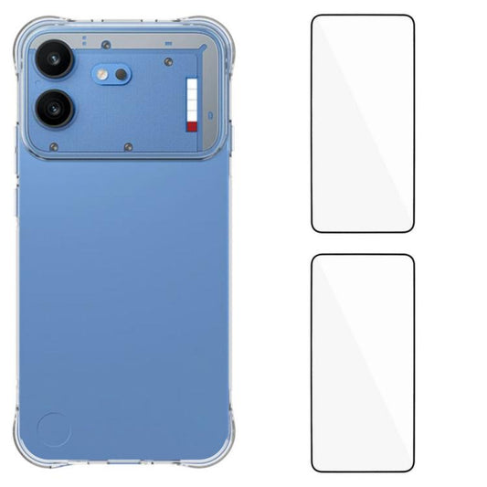 WANLONFENG Transparent Four-Corner Shockproof TPU Phone Case with 2pcs Screen Films, For Nothing Phone 4b, For Nothing Phone 4a Pro, For Nothing Phone 4a, For Nothing Phone 3a Lite 5G, For Nothing Phone 3 5G, For Nothing CMF Phone 2 Pro                ...