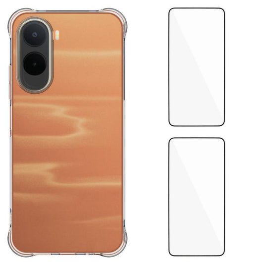 WANLONFENG Transparent Four-Corner Shockproof TPU Phone Case with 2pcs Screen Films, For Redmi A7 Pro 4G 171mm / Poco C85x 5G, For Redmi 15a 5G, For Redmi Turbo 5 Max / Poco X8 Pro Max 5G, For Redmi Turbo 5 / Xiaomi Poco X8 Pro 5G