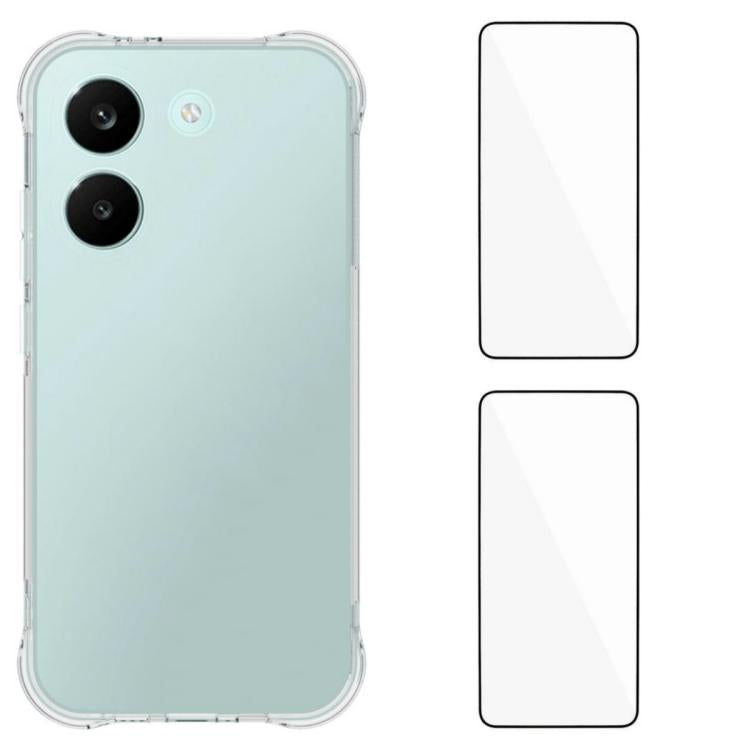 WANLONFENG Transparent Four-Corner Shockproof TPU Phone Case with 2pcs Screen Films, For Redmi A7 Pro 4G 171mm / Poco C85x 5G, For Redmi 15a 5G, For Redmi Turbo 5 Max / Poco X8 Pro Max 5G, For Redmi Turbo 5 / Xiaomi Poco X8 Pro 5G                      ...