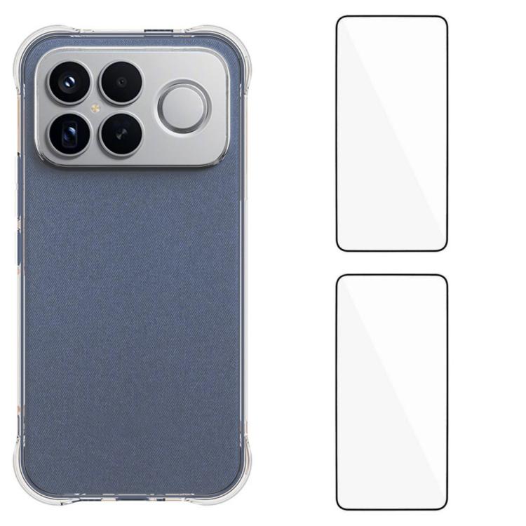 WANLONFENG Transparent Four-Corner Shockproof TPU Phone Case with 2pcs Screen Films, For Redmi A7 Pro 4G 171mm / Poco C85x 5G, For Redmi 15a 5G, For Redmi Turbo 5 Max / Poco X8 Pro Max 5G, For Redmi Turbo 5 / Xiaomi Poco X8 Pro 5G                      ...