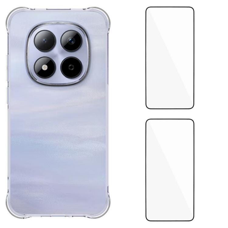 WANLONFENG Transparent Four-Corner Shockproof TPU Phone Case with 2pcs Screen Films, For Redmi A7 Pro 4G 171mm / Poco C85x 5G, For Redmi 15a 5G, For Redmi Turbo 5 Max / Poco X8 Pro Max 5G, For Redmi Turbo 5 / Xiaomi Poco X8 Pro 5G                      ...