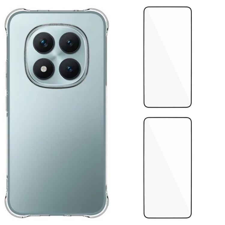 WANLONFENG Transparent Four-Corner Shockproof TPU Phone Case with 2pcs Screen Films, For Redmi A7 Pro 4G 171mm / Poco C85x 5G, For Redmi 15a 5G, For Redmi Turbo 5 Max / Poco X8 Pro Max 5G, For Redmi Turbo 5 / Xiaomi Poco X8 Pro 5G                      ...