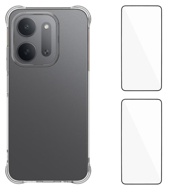 WANLONFENG Transparent Four-Corner Shockproof TPU Phone Case with 2pcs Screen Films, For Redmi 17C 5G, For Redmi Note 17 Pro Max / 17 Pro+ 5G, For Redmi A7 Pro 4G 171mm / Poco C85x 5G, For Redmi 15a 5G, For Redmi Turbo 5 Max / Poco X8 Pro Max 5G       ...