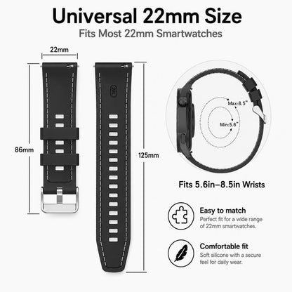 xDfind Stitching Silicone Sport Watch Band, 22mm