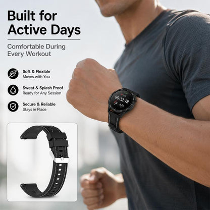 xDfind Stitching Silicone Sport Watch Band, 22mm