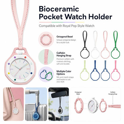 For Swatch Royal Pop xDfind Pocket Watch Calfskin Lanyard and Case, S 18cm, M 32cm, L 42cm