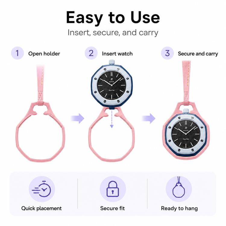For Swatch Royal Pop xDfind Pocket Watch Calfskin Lanyard and Case, S 18cm, M 32cm, L 42cm