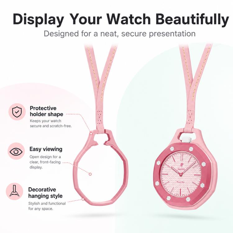 For Swatch Royal Pop xDfind Pocket Watch Calfskin Lanyard and Case, S 18cm, M 32cm, L 42cm