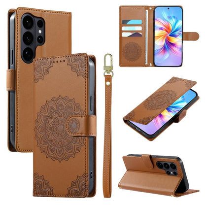 Totem Embossed Magnetic Closure Vegan Leather Phone Case with Strap, For Galaxy S26+ 5G, For Galaxy S26 Edge 5G, For Galaxy S26 Ultra 5G, For Galaxy S26 5G, For Galaxy S25 FE 5G, For Galaxy S25 Edge 5G, For Galaxy S25 5G / S24 5G                       ...